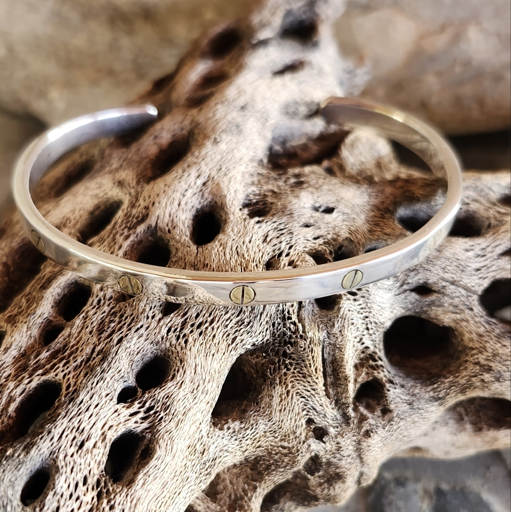 Sterling Silver Solid. 925 Cuff Bracelet - image 2